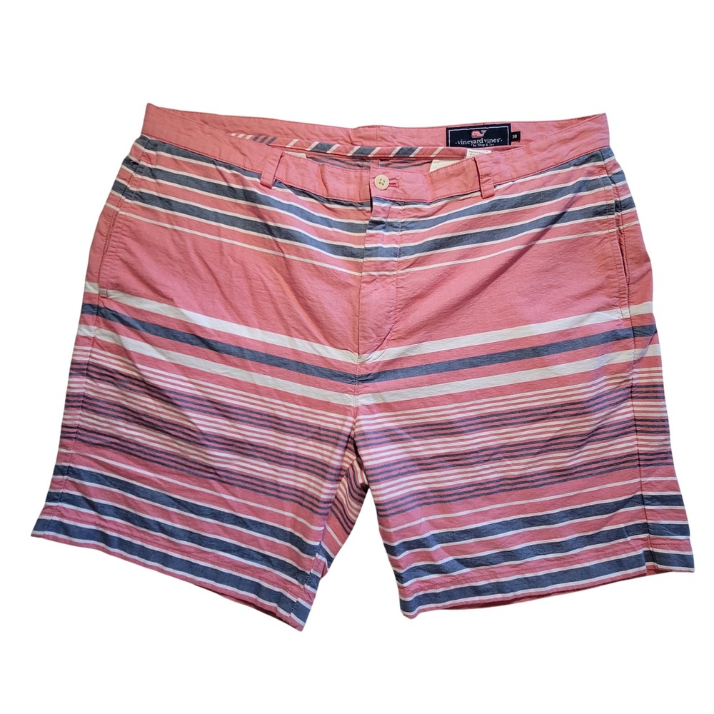 Vineyard Vines Club Short Mens 38 Pink Striped Cotton‎ Preppy Casual Shorts